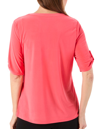 Thumbnail 2: PerSeption Concept Women's Short Sleeve Mandarin Neck Top 