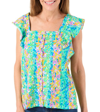 Thumbnail 1: Stella Parker Women's Short Sleeve Floral Top 