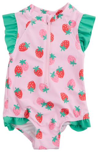 Thumbnail 1: Floatimini Floatimini Baby Girls One Piece Strawberry Zip Swimsuit 