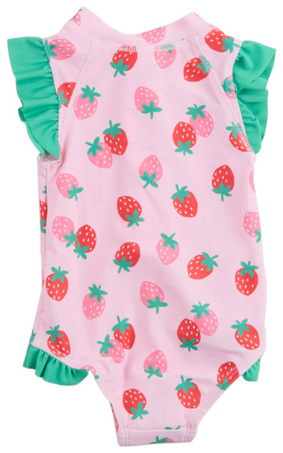 Thumbnail 2: Floatimini Floatimini Baby Girls One Piece Strawberry Zip Swimsuit 