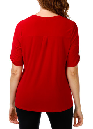 Thumbnail 2: PerSeption Concept Women's Pleated Mock Neck Top 
