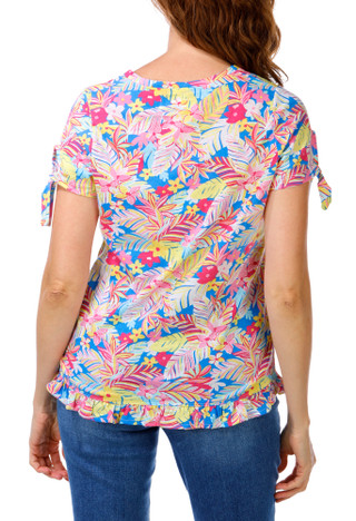 Thumbnail 2: Stella Parker Women's Tropical Floral V-Neck Top 