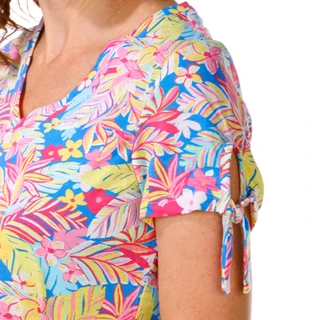 Thumbnail 3: Stella Parker Women's Tropical Floral V-Neck Top 