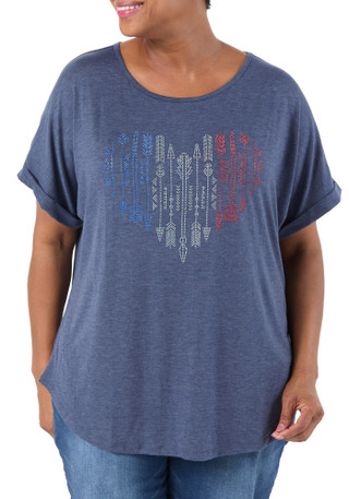 Thumbnail 1: SJS Women's Plus Americana Arrow Studded Top  