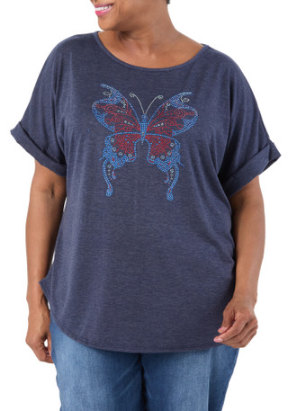 Thumbnail 1: SJS Women's Beaded Butterfly Top  
