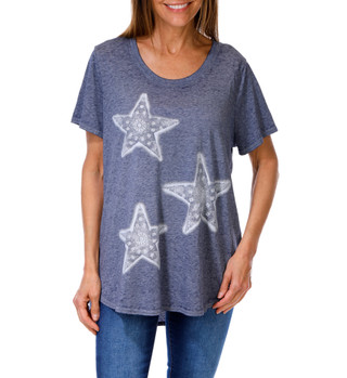 Thumbnail 2: Sable Sky Women's Plus Star Print Top  