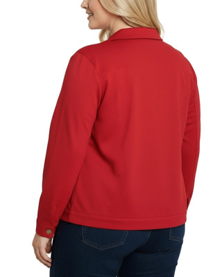 Thumbnail 2: NY COLLECTION  Plus Button Down Ponte Cropped Jacket 