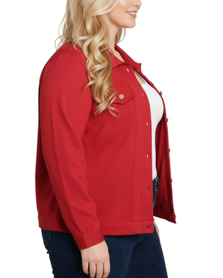 Thumbnail 4: NY COLLECTION  Plus Button Down Ponte Cropped Jacket 