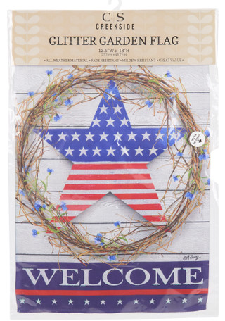 Thumbnail 1: Creekside Americana Glitter Garden Flag 