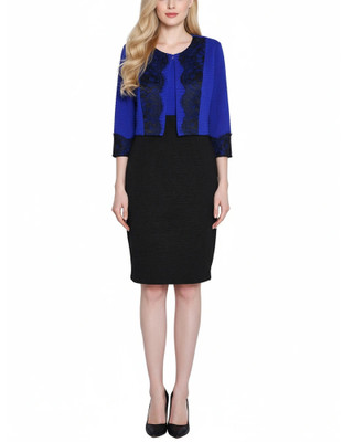 Thumbnail 1: NY COLLECTION Petite 2 Pc. Ponte Cropped Jacket & Dress Set 