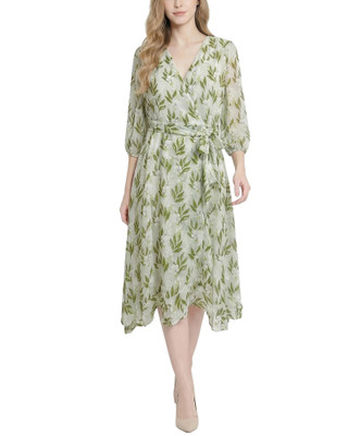Thumbnail 1: NY COLLECTION Women's Chiffon Handkerchief Hem Midi Dress 