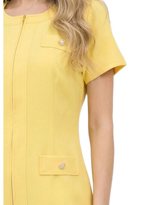 Thumbnail 3: NY COLLECTION Women's Solid Pleat Hem Short Sleeve Dress 