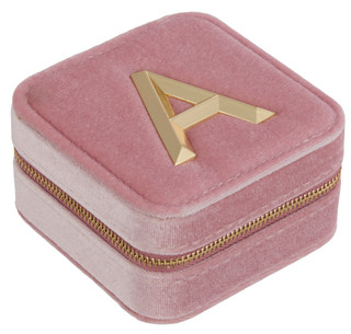 Thumbnail 1: Mulberry & Broome Womens Pink Velvet Initial A Travel Case 