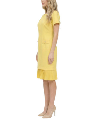 Thumbnail 2: NY COLLECTION Petite Solid Pleat Hem Short Sleeve Dress 