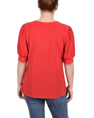 Thumbnail 2: NY COLLECTION NY Collection Womens Short Sleeve Balloon Sleeve Top 