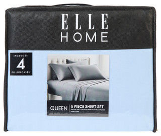 Thumbnail 1: ELLE HOME Queen Size 6 Pc Dobby Stripe Sheet Set 