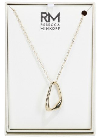 Thumbnail 1: REBECCA MINKOFF Gold Plated Oblong Open Pendant Necklace 