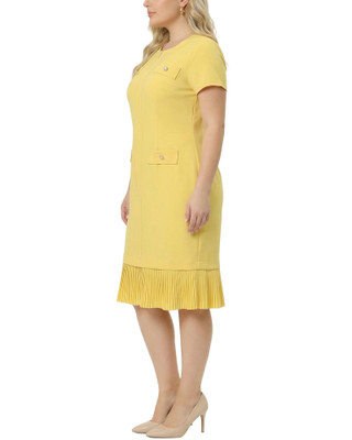 Thumbnail 2: NY COLLECTION Plus Solid Pleat Hem Short Sleeve Dress 