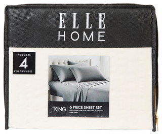 Thumbnail 1: ELLE HOME King Size 6 Pc Dobby Stripe Sheet Set 