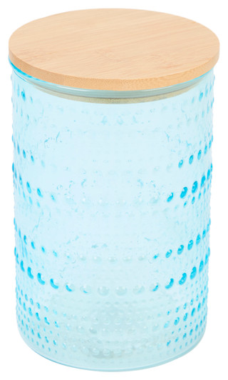 Thumbnail 1: Home Essentials 52 oz Color Embossed Glass Canister with Bamboo Lid 