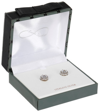 Thumbnail 1: NES GROUP Sterling Silver CZ Boxed Stud Earrings 