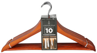 Thumbnail 1: London Fog 10 Pk Walnut Wooden Hangers 