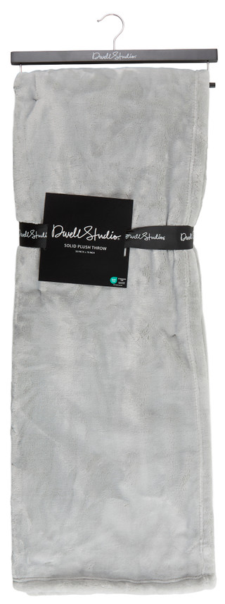 Thumbnail 1: DWELL STUDIO 50x70 Solid Plush Silver Throw Blanket 