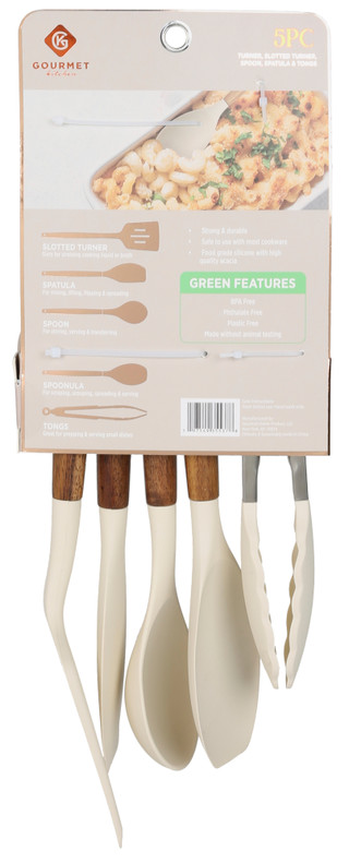 Thumbnail 2: GOURMET HOME PRODUCTS 5 Pc Acacia Silicone Utensil Set 