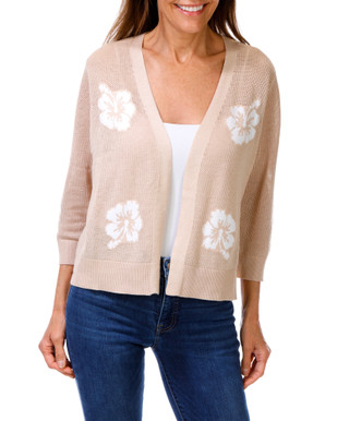 Thumbnail 1: ADRIENNE VITTADINI Women's Petite Floral Print Open Front Cardigan  