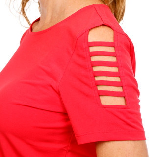 Thumbnail 3: CARMEN MARC VALVO Women's Lattice Sleeve Top 