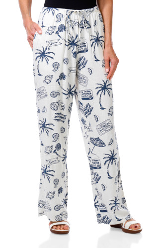 Thumbnail 1: Cali 1850 Juniors Print Drawstring Beach Pants 