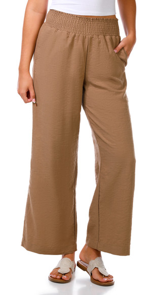 Thumbnail 1: CISONO Juniors Smocked Waist Flowy Beach Pants 
