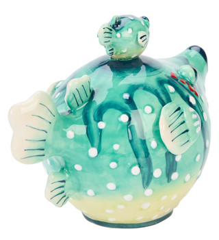 Thumbnail 4: BLUE SKY 9 In Ceramic Puffer Fish Decor 