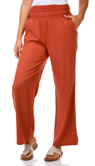 Thumbnail 1: CISONO Junior's Smocked Waist Linen Pants 
