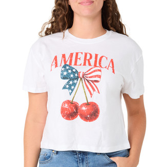 Thumbnail 1: Vintage threadz Juniors Americana Cherry Bow Graphic Tee 