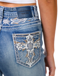 Thumbnail 2: Evolve Denim Juniors Bling Back Bootcut Jeans 