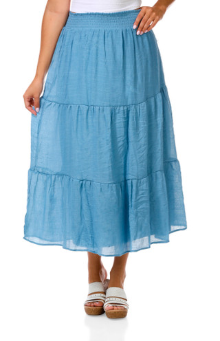 Thumbnail 1: As U Wish Juniors Smocked Waist Gauze Maxi Skirt 