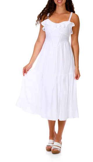 Thumbnail 1: Trixxi Juniors Sleeveless Ruffle Neck Midi Dress 