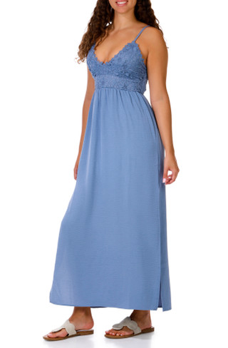 Thumbnail 1: Derek Heart Juniors Crochet Bust Crinkle Airflow Maxi Dress 