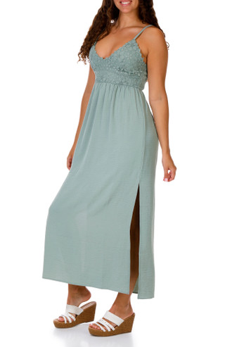 Thumbnail 1: Derek Heart Juniors Crochet Bust Crinkle Airflow Maxi Dress 