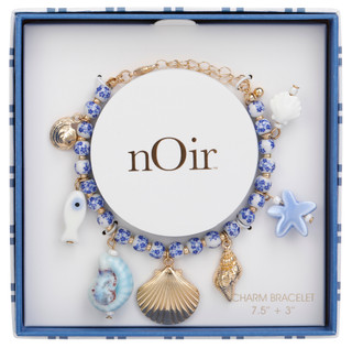 Thumbnail 1: Noir Blue Bead Sea Life Charm Bracelet 