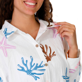Thumbnail 2: OCEAN DRIVE Juniors Long Sleeve Button Down Top 