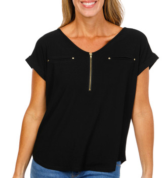 Thumbnail 1: Love Scarlett Women's Zip Henley Top 