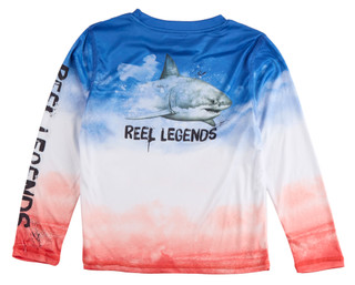 Thumbnail 2: REEL LEGENDS Little Boys Long Sleeve Americana Shark Shirt 
