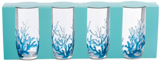 Thumbnail 1: Coastal Home S/4 Embossed Coral Hiball Outdoor Glasses 