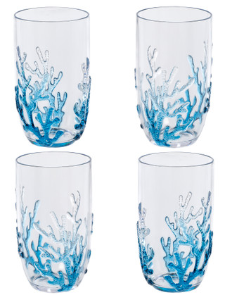Thumbnail 3: Coastal Home S/4 Embossed Coral Hiball Outdoor Glasses 