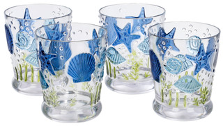 Thumbnail 1: Coastal Home S/4 Embossed Sea Life DOF Outdoor Glasses 
