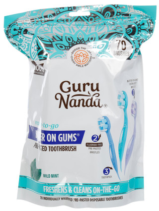Thumbnail 1: GURUNANDA 70 Ct Wild Mint Pre-pasted Toothbrushes  
