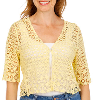 Thumbnail 1: Rabbit Rabbit Women's Circle Crochet Single Button Shrug 