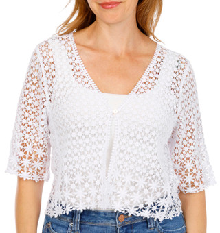 Thumbnail 1: Rabbit Rabbit Women's Circle Crochet Single Button Shrug 